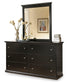 Maribel Queen/Full Panel Headboard with Mirrored Dresser and 2 Nightstands