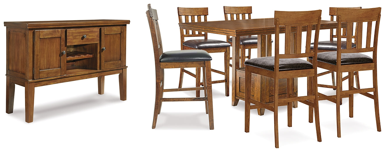 Ashley Express - Ralene Counter Height Dining Table and 6 Barstools with Storage