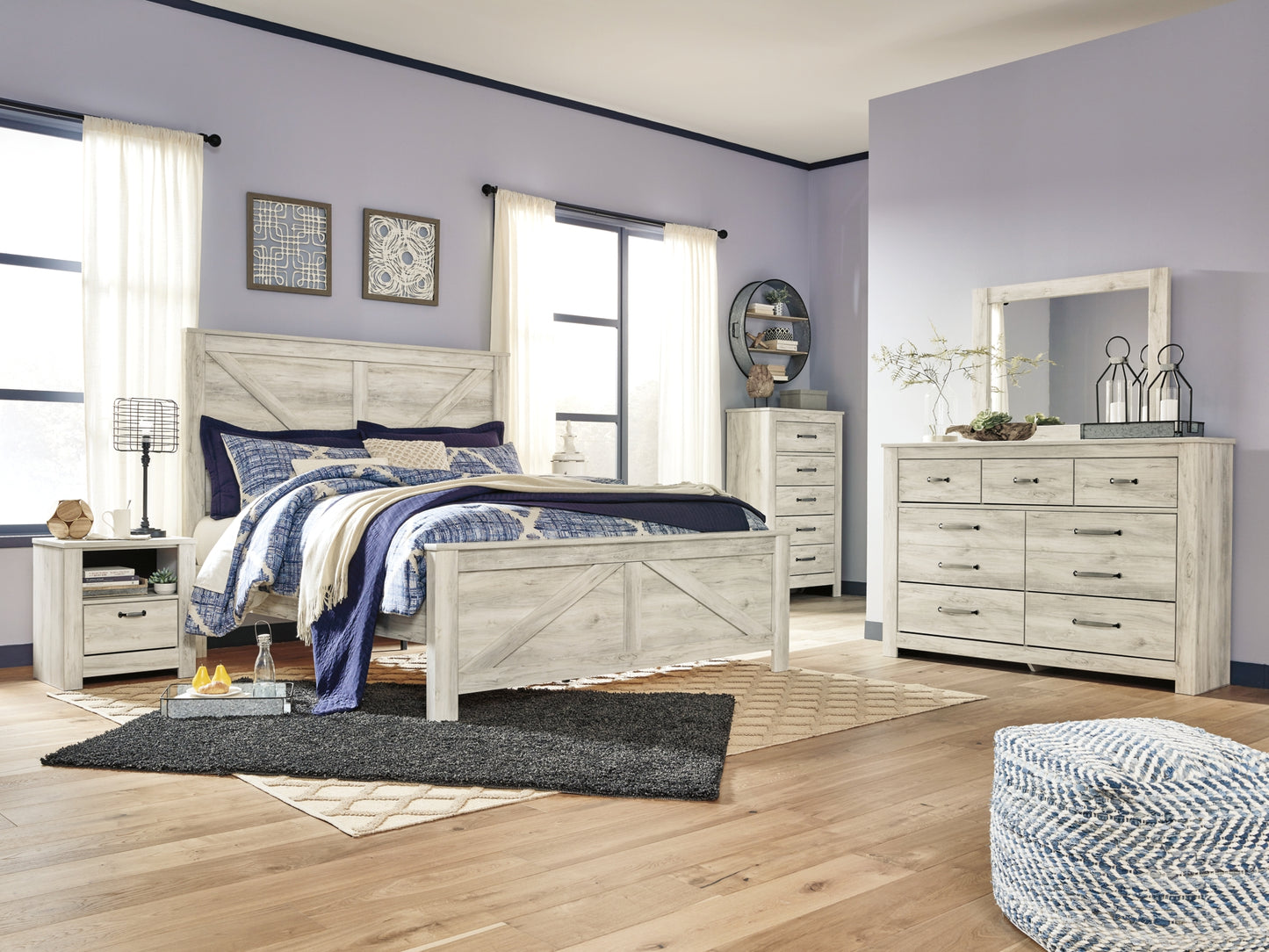 Bellaby King Crossbuck Panel Bed with Dresser